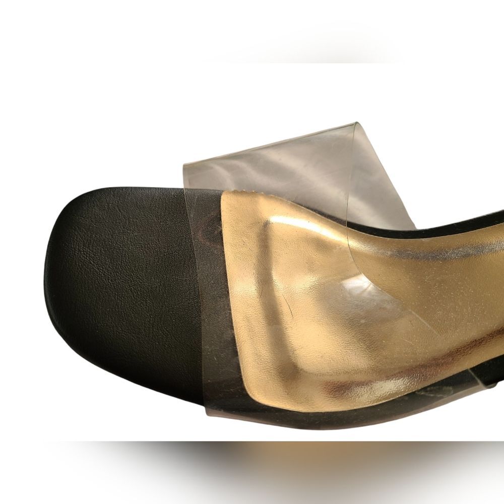 Women's BAMBOO Lucent-01 Open Toe Black with Clear Heel Size 9 - Picture 3 of 8